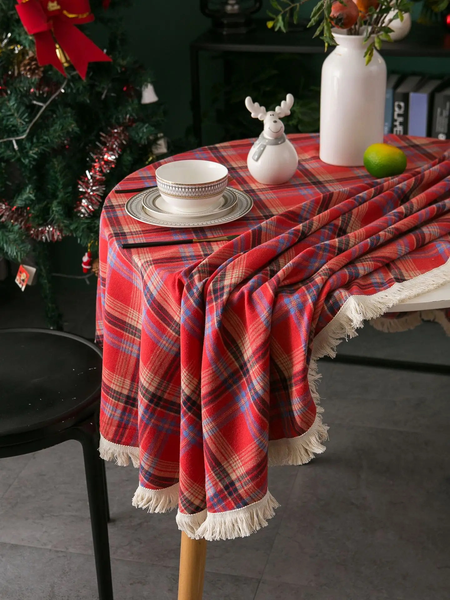 Weihnachten Plaid Tischdecke Tischläufer Serviette Festliche Hochzeit Weihnachten Party Abendessen Waschbar Wiederverwendbare Tischdecke Desktop