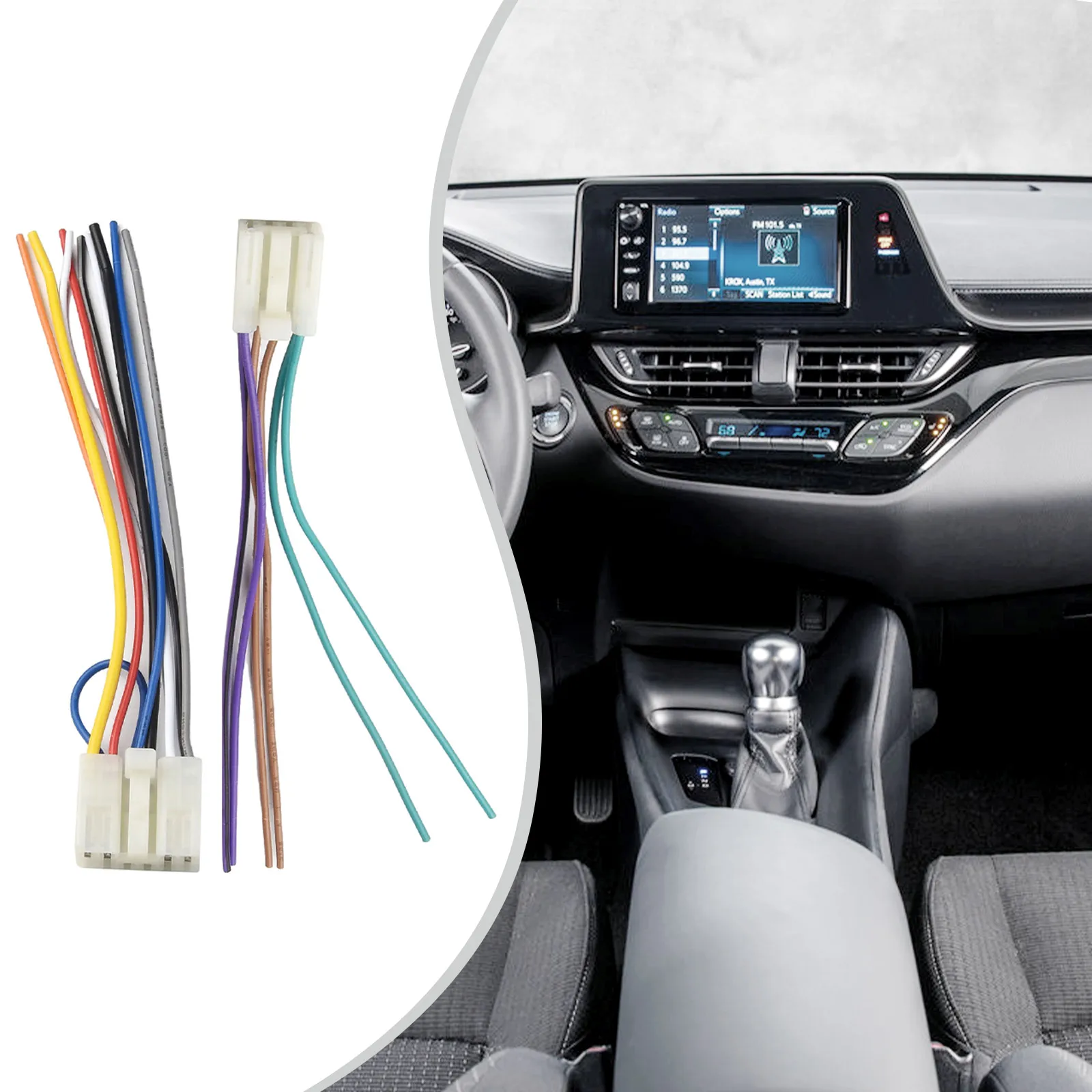 2PCS Car Radio Stereo Wiring Harness Cable For Toyota 12V Copper Wire ABS Car Radio Cable Wire Cable Connector