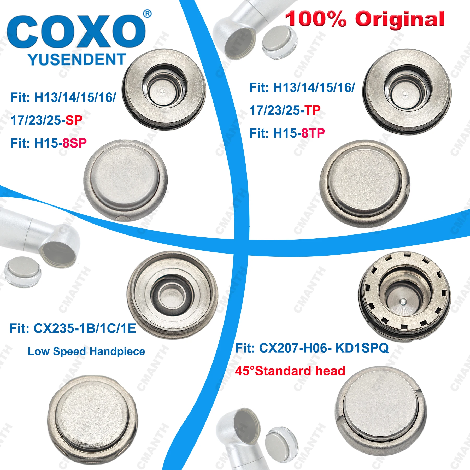

COXO Dental Handpiece Back Cap Cover Stainless Push Button 45°Standard head High Low Speed Handpiece Dentistry Accessories