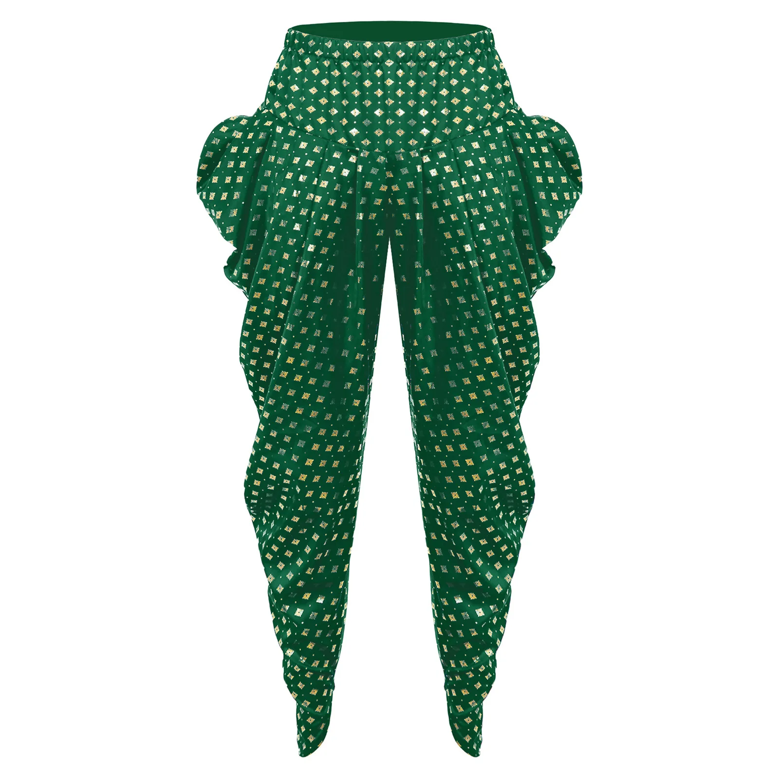 

Men's Fashion Satin Dhoti Pants Circus Clown Stage Performance Trousers Indian Ethnic Halloween Theme Party Cosplay Costumes