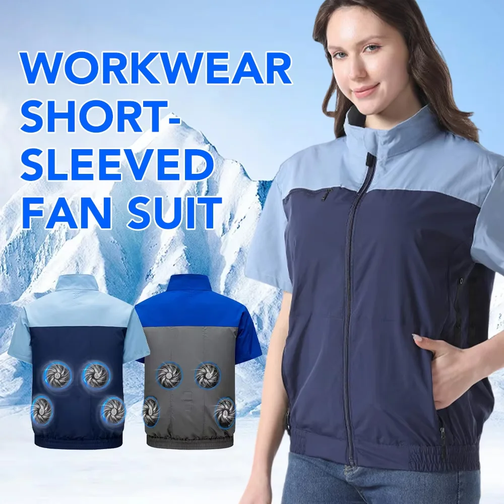 

Summer Cooling Short Sleeve Air Conditioning Clothes Men's Cooling T-shirt Outdoor Sun Protection Heat Reduction Fan Clothes