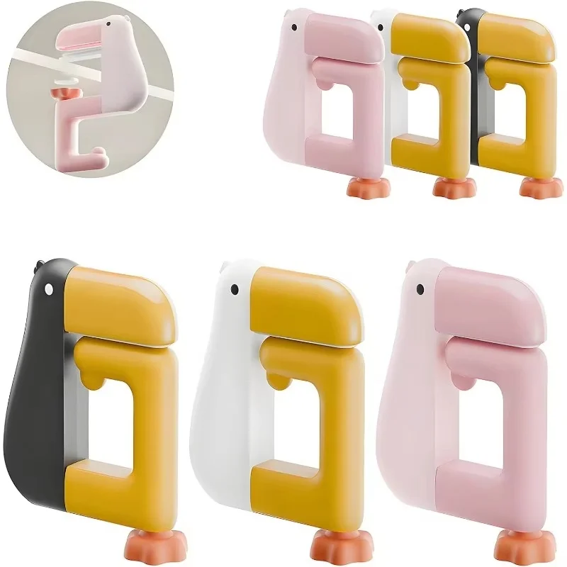 1-5Pcs Thinking Duck Hanging Hook Adjustable Desk Side Bag Holder Portable Schoolbag Hanger For Office Home Table Daily Use Tool