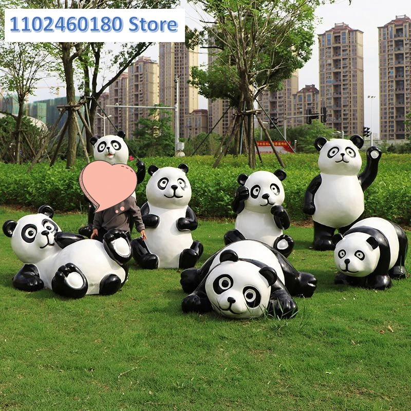 

Panda decorations, outdoor fiberglass simulation of large animal sculptures, garden, courtyard decoration, lawn, and garden