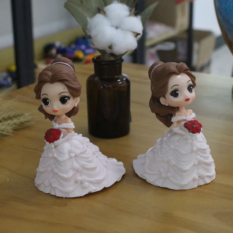 

Kawaii Disney Princess Q Version Belle Action Figure Model Collectible Room Desktop Ornament Toys Kids Girls Birthday Gift