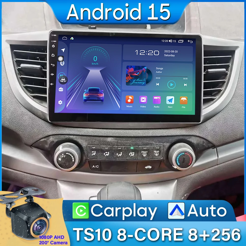 

For Honda CRV CR-V 4 RM RE 2012 2013 - 2016 Car Radio Android 15 Navigation GPS Android Auto Multimedia Player Carplay No 2din