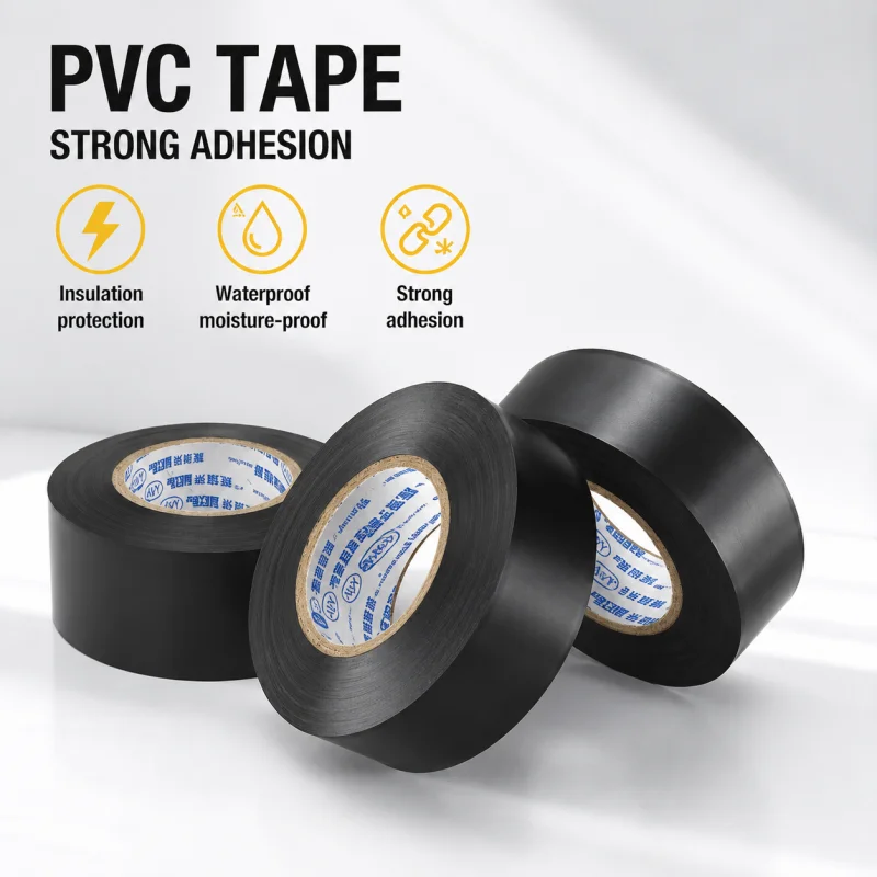 

Black High-Viscosity PVC Electrical Tape 19-25MMx25-30M Waterproof Insulation Vinyl Tape for Automotive Wiring Harness