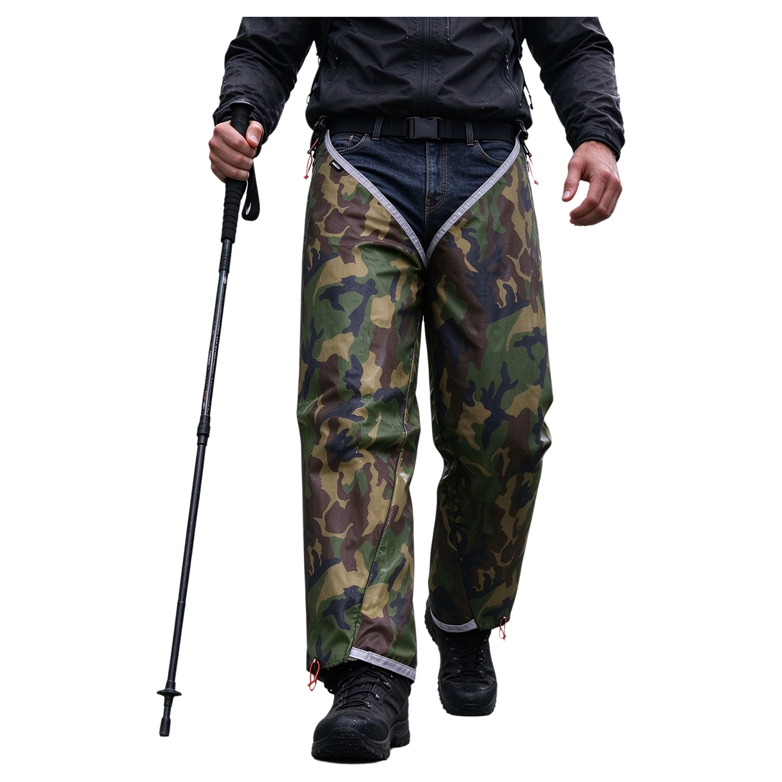 Adult Rain Chaps Waterproof Split Rain Chaps Leg Gaiters Adjustable Straps Hiking Camping Outdoor Leg Cover Outdoor Chaps