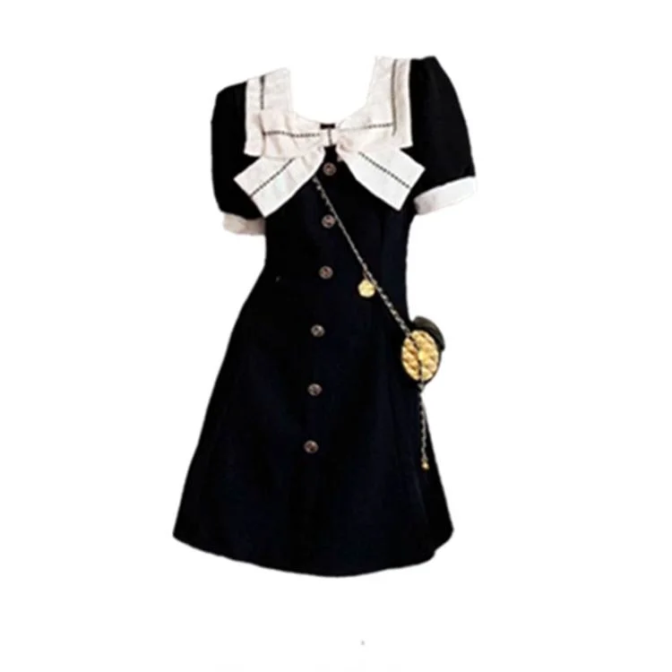 

plus Size 200 Pou Vintage Knot Street Sle Dr Square Collar Midi Skirt ort Sve Women's Clothing