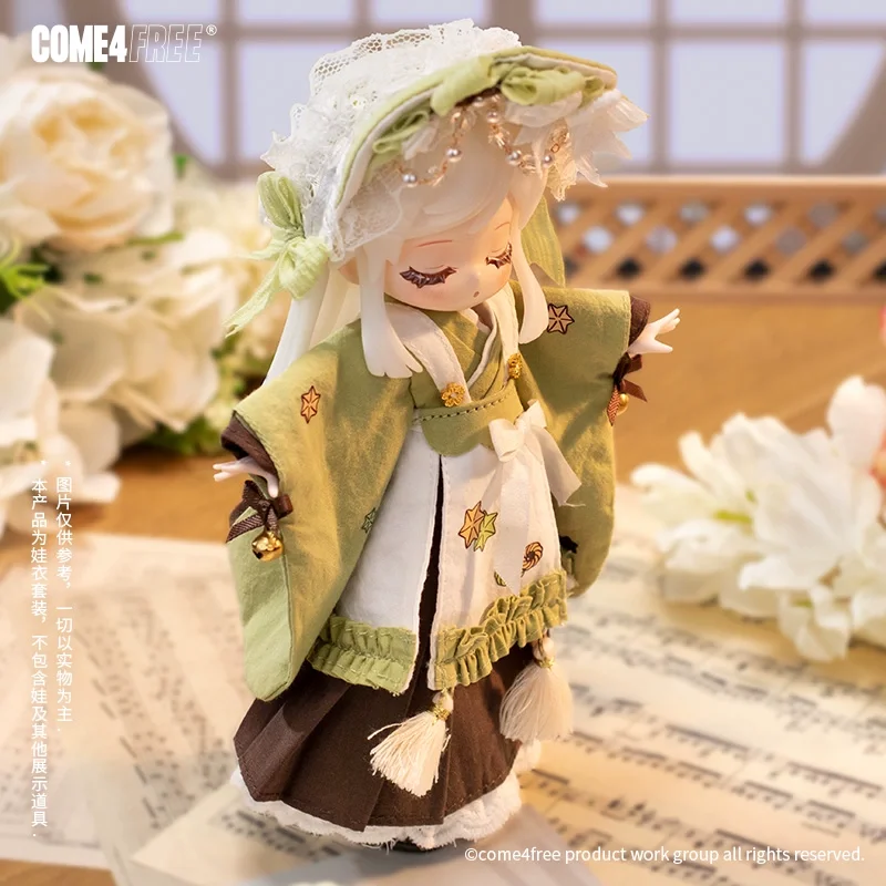 COME4FREE 말차 드레스 의상 세트 1/12 BJD 인형 디저트 시리즈 OB11 인형 의류 액세서리 취미용
