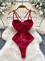 Foamlina Sexy Lace Push Up Bodysuit See Through Mesh Patchwork Sleeveless Slim Thin One Pieces Elegant Women's Strappy Lingerie - Image 4