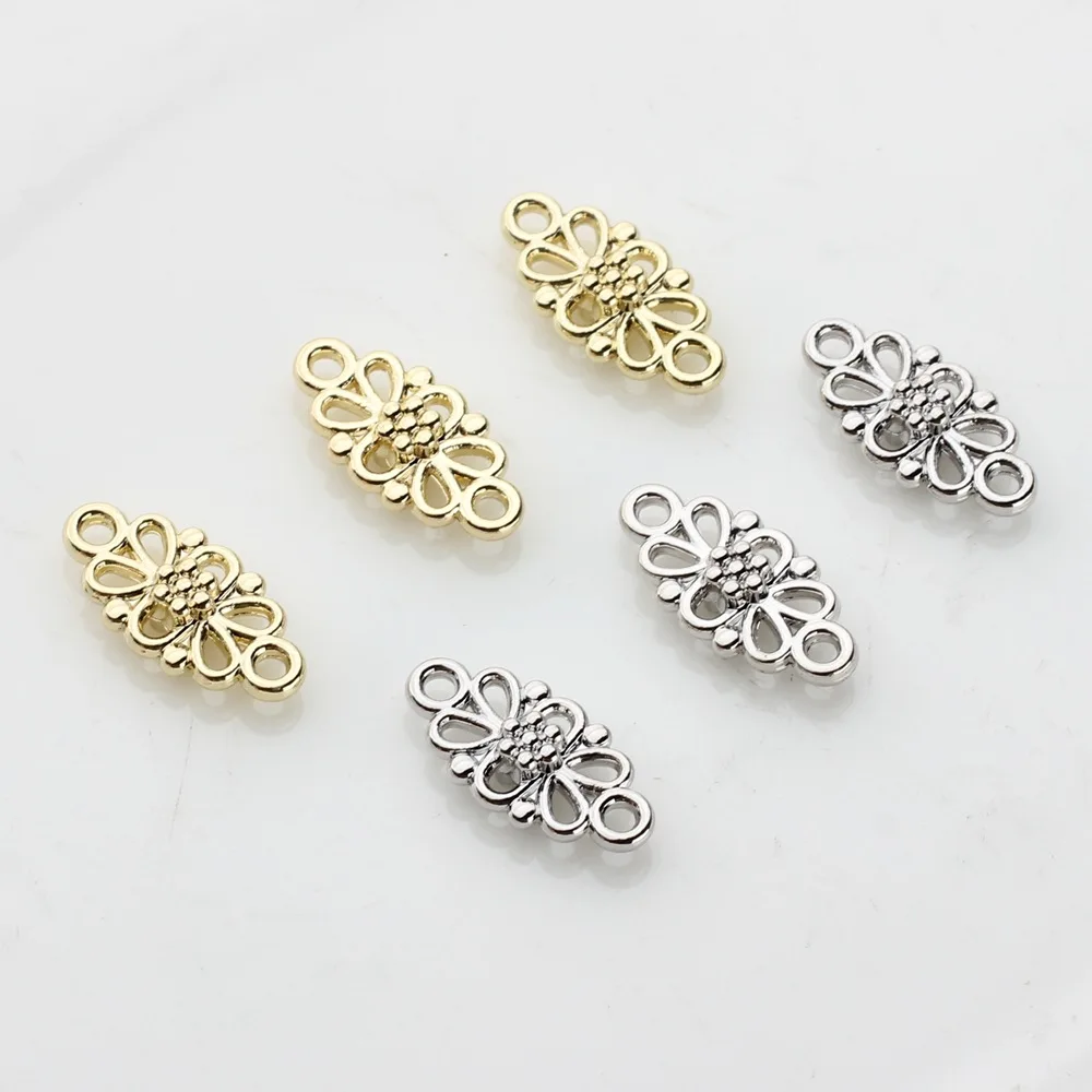 10Pcs/pack Simple Alloy Hollow Out Lace Flower Pendant DIY Bracelets Necklaces Jewelry Accessories