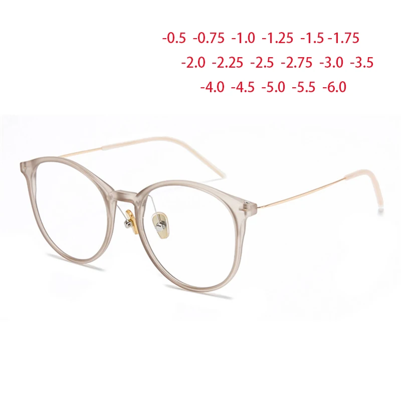 Round Frame Anti Blue Rays Round Prescription Spectacles With Cylinder TR90 Nearsighted Glasses Diopter 0 -0.5 -0.75 To -6.0