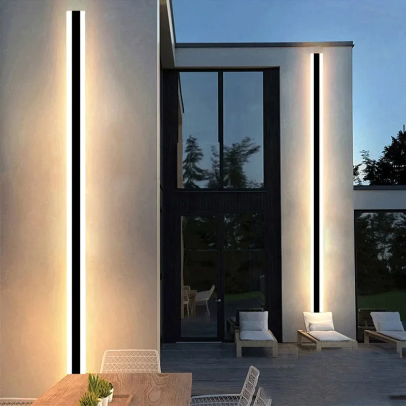 Modern IP65 Waterproof Outdoor Long Strip LED Wall Lamp Villa Courtyard Wall Light Garden Porch Sconce Light Garage Luminaire