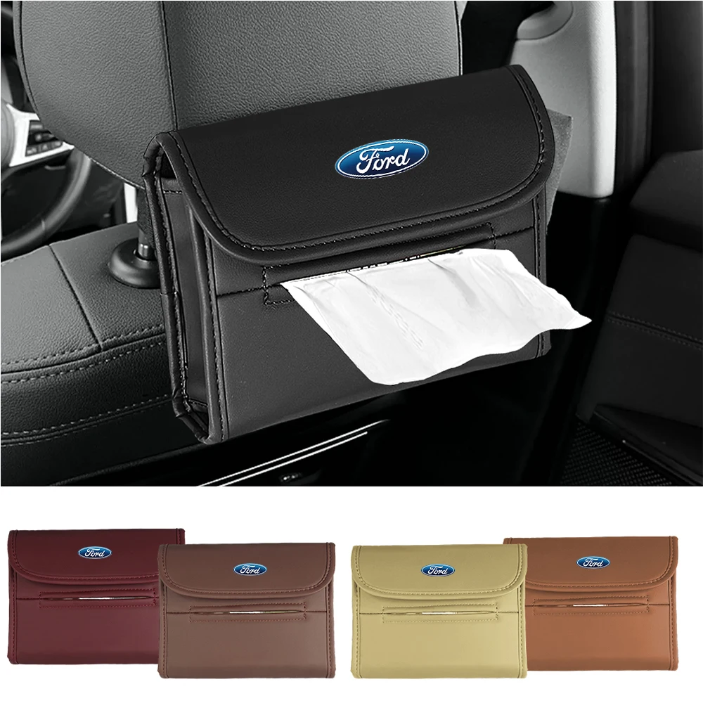 New PU Leather Car Tissue Box Car Sun Visor Type Block Hanging Container Paper Rack Organizer Storage Bag For Ford Focus Fiesta