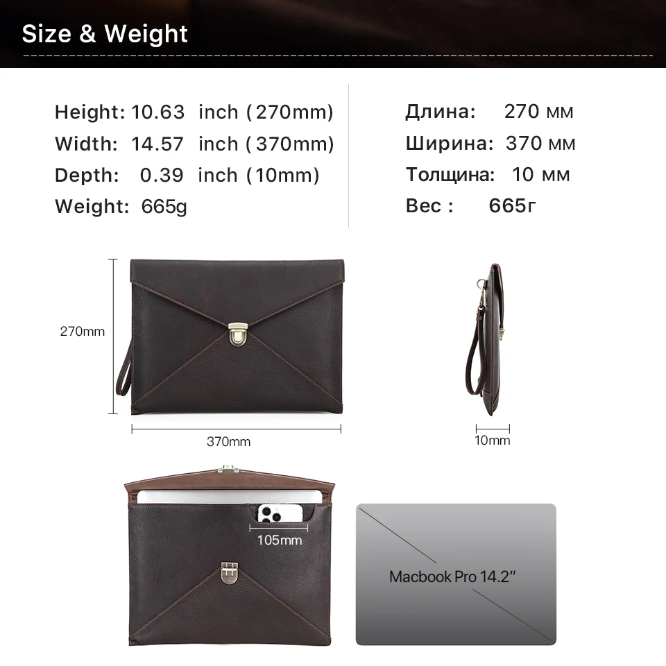 Echtes Leder Laptop-Hülle für MacBook Air M1 M2 M3 M4 Pro 13 13,3 13,6 14 14,2 Zoll Mac Book Handtasche Umschlag Cover Tasche – Detail 3