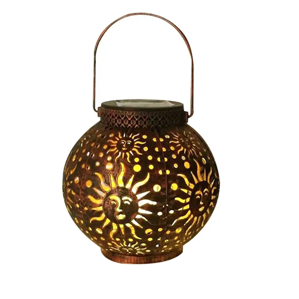 

Solar Lantern Wrought Iron Hanging Lamp Energy saving Projection Garden Outdoor Decorative L Lighting Yard Solar Powered