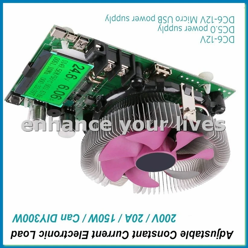 

Electronic Load Tester 150W 20A Resistor Adjustable Constant Current Battery Capacity Tester Resistance Power Tester-A23U