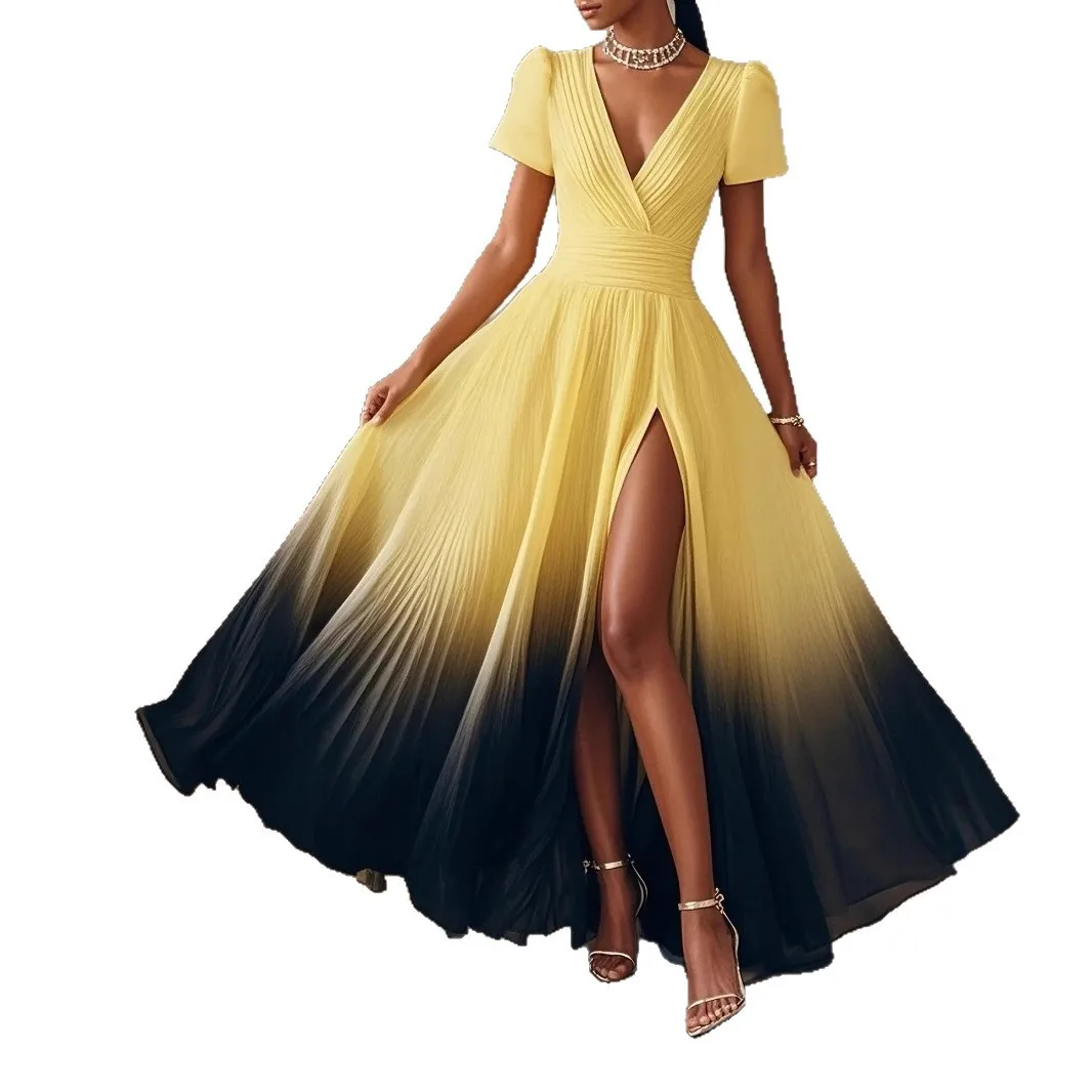 

2026 Women's European and American Style Flared Dress Evening Gown Ins Long Dress