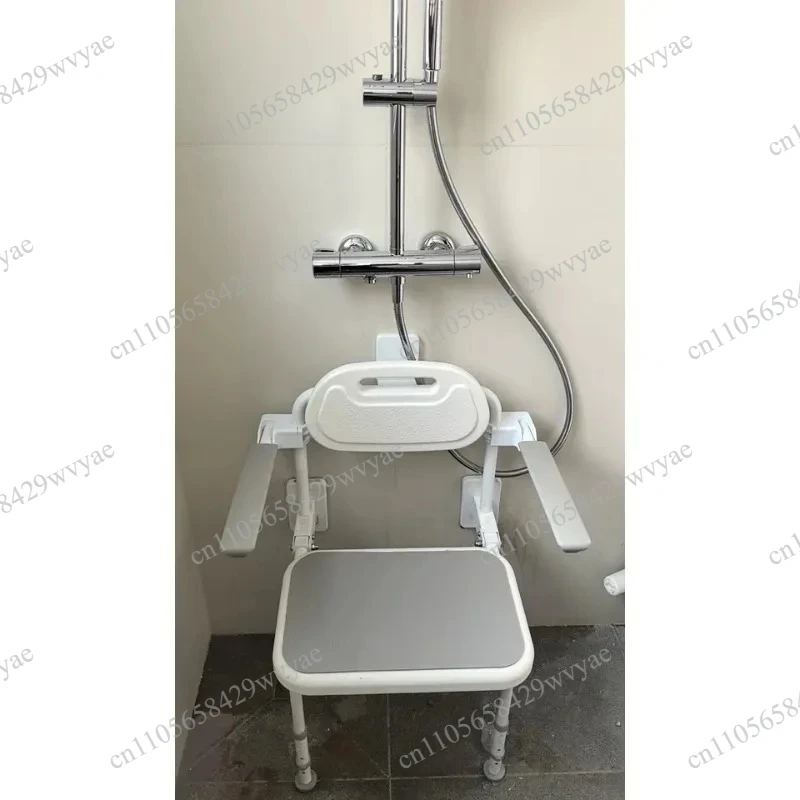 

Foldable Wall Mounted Shower Stool Non-Slip Bathroom Safety Chair with Armrests for Elderly Pregnant Women Home Use
