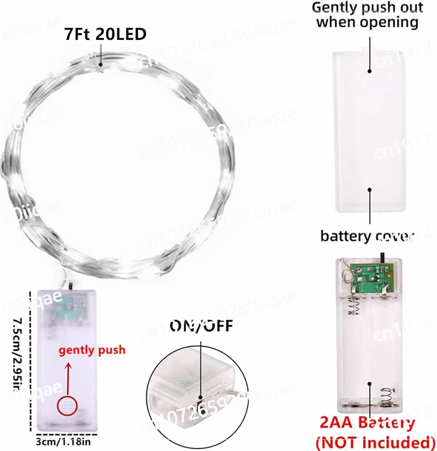 

100pcs White AA Battery Fairy String Lights 20LED Silver Wire Mason Jar Lights for Bedroom DIY Party