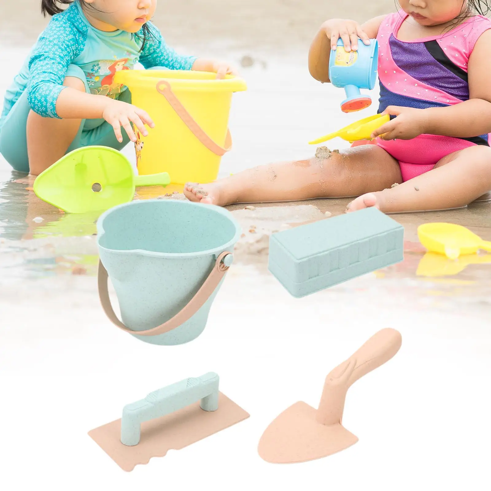 4Pcs Beach Toys Set Snow Toys Accessories, Digging Tools Beach Bucket and Spade Snow Brick Maker for Children Adults, Gifts