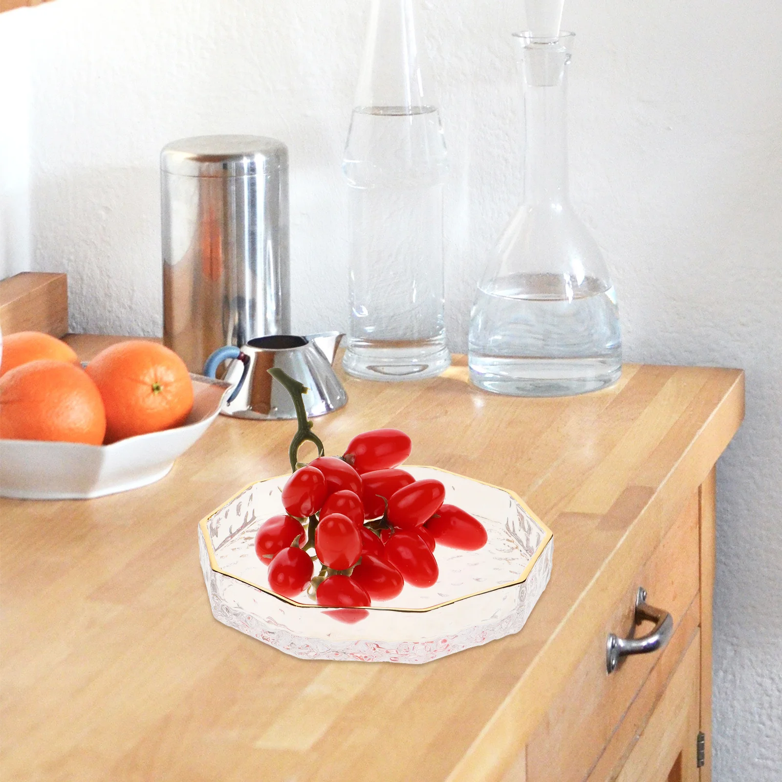 

Glass Serving Tray Nordic Style Fruit Plate Delicate Kitchen Decor Snack Dessert Plate Glass Fruit Platter Kitchen Tray Decor