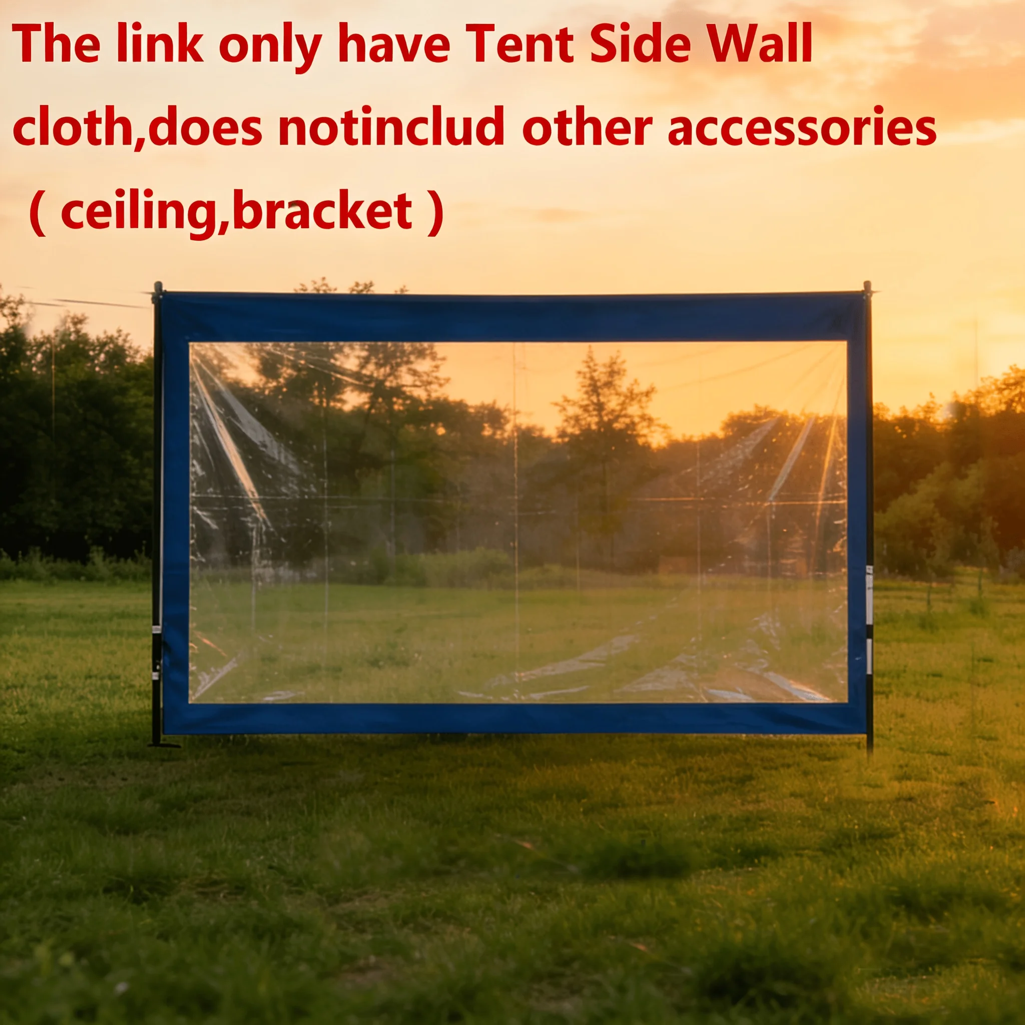A 116-Inch Klein Blue Outdoor Transparent Tent Side Panel, Suitable for Replacement or Installation during Outdoor Activities (Includes Only One Side Panel)