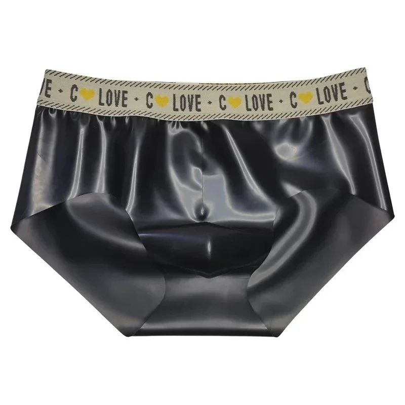 Men Sexy Latex Briefs Seamless Invisible Panties Nightwear Translucent Rubber Sexy Underwear Scrotum Bulge Low Waist Porno Panty