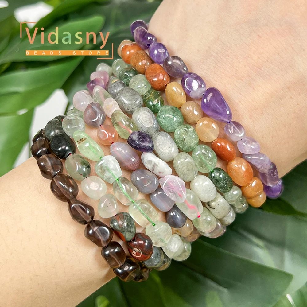8-10mm Naturstein-Achat-Amethyst Unregelmäßige Ovale Lose Perlen für Schmuckherstellung, DIY-Armbänder und Zubehör – Detail 8