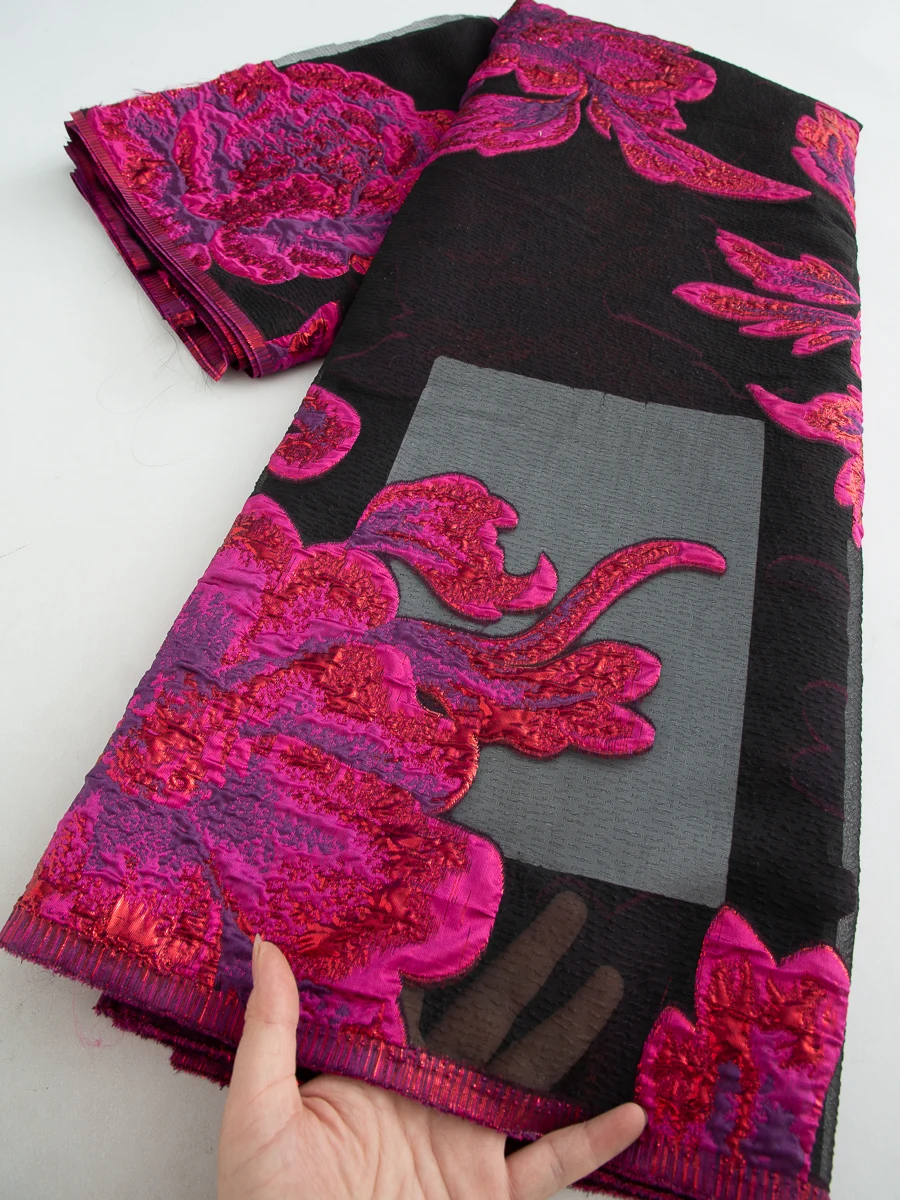 

Latest African Lace Fabric 2025 High Quality Brocade Jacquard Fabric French Tulle Nigerian Lace Fabric for Women Party Dresses