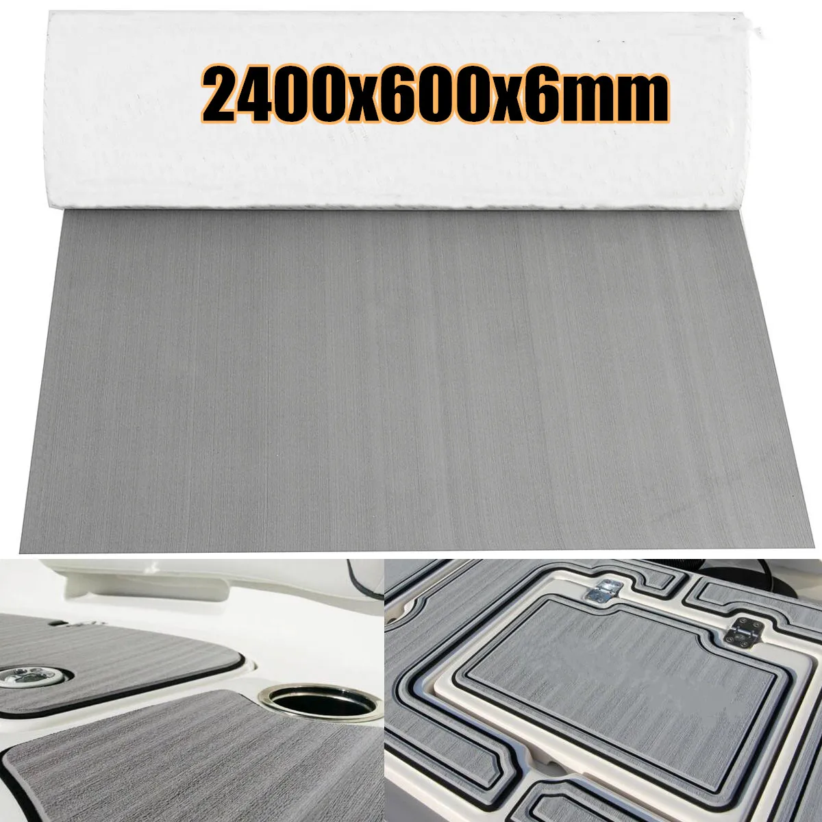 

2400x600x6mm Self-Adhesive Foam Teak Decking EVA Foam Marine Flooring Faux Boat Decking Sheet Accessories Marine Gray Brown