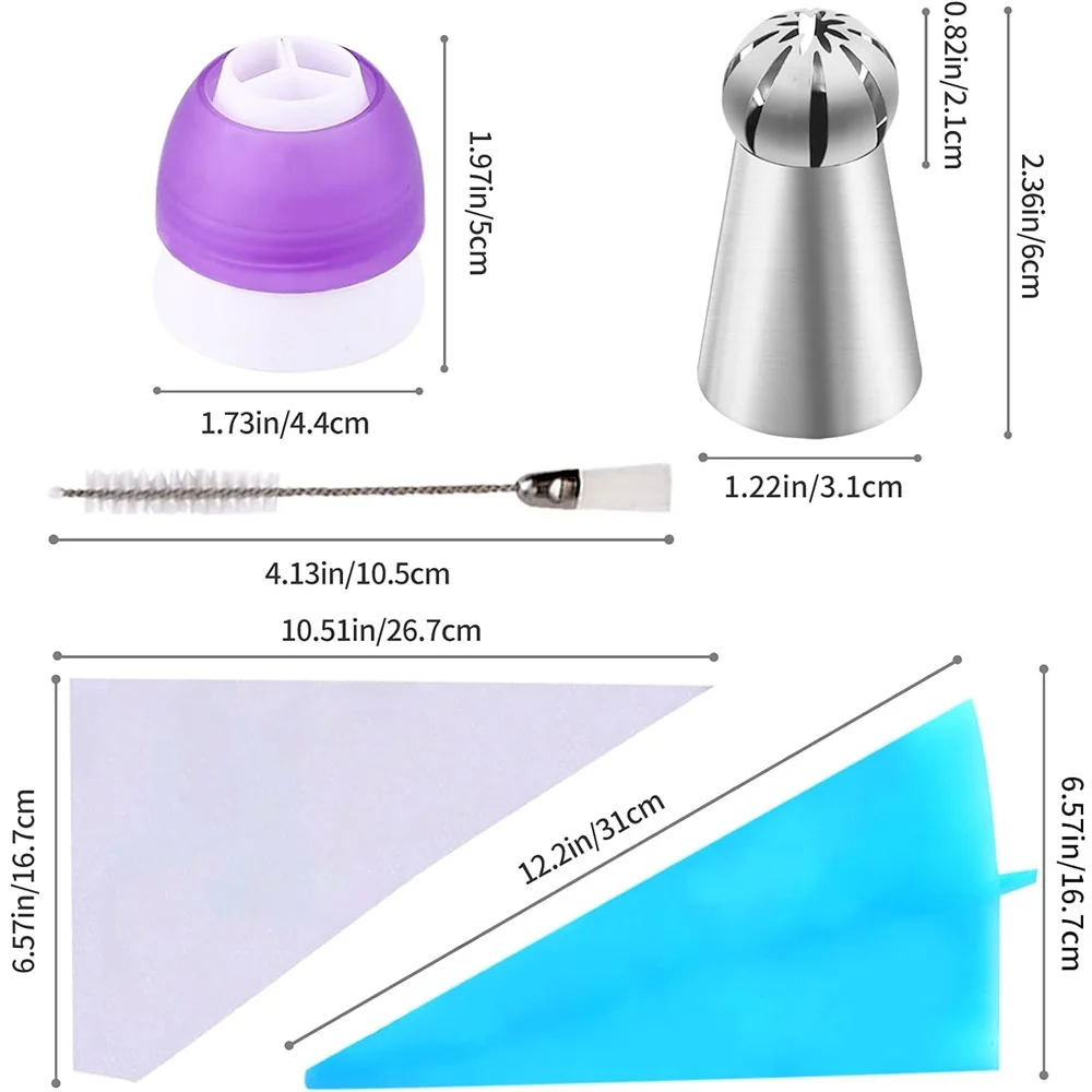 러시아 장식 노즐, 볼 모양 프로스팅 캔디 페이스트리 장식 노즐, 컵케이크 장식, 주방 베이킹 도구, 22 개