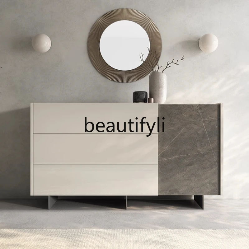 

Italian minimalist rock slab, modern minimalist partition locker, living room light luxury door cabinet