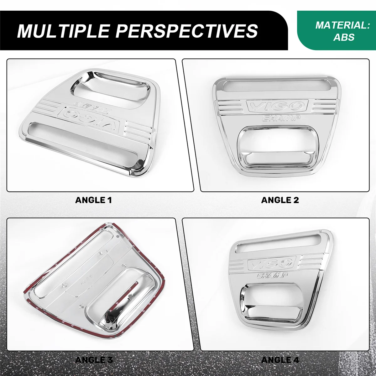 سيارة ABS كروم تصميم الذيل بوابة الكسوة مقبض خلفي إدراج لتويوتا هايلكس فيجو 2008-2014 (فضي)