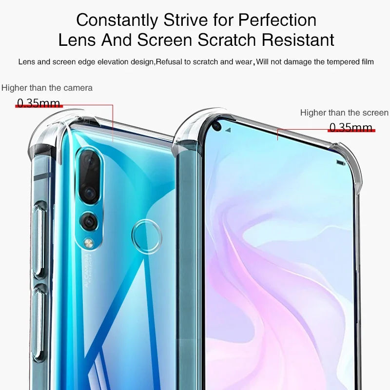 Luxury Funda Soft Silicone Phone Case for Huawei Nova4 Nova 4 4E Airbag Lens Protection Transparent Original Back Covers Housing