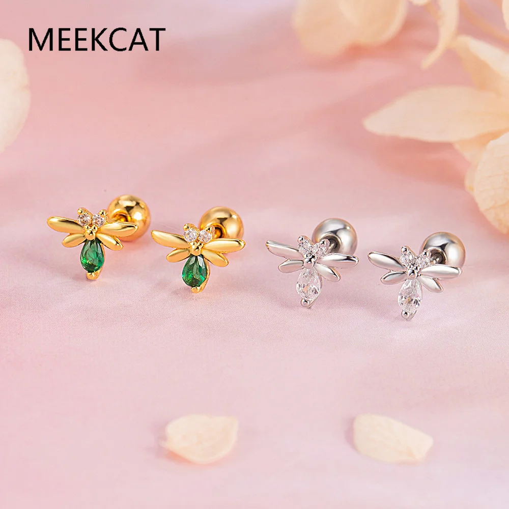 

Серьги-гвоздики из настоящего серебра 925 пробы с милым изображением пчелы для женщин, девочек и детей, изысканные ювелирные изделия, Pendientes DS4493