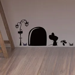 Black Cartoon Mouse Hole Pattern Wall Stickers Decor Art Mural Baby Nursery Room Decoration Wall Decals Vinyl Self Adhesive PVC