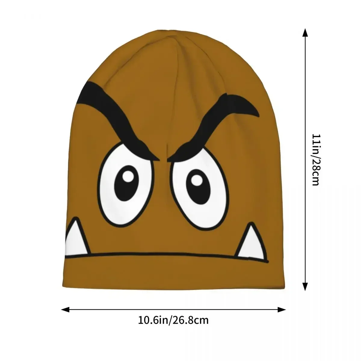 Cartoon Game Brown Goomba Face Skullies Beanies Hats Warm Autumn Winter Outdoor Cap Knitted Bonnet Caps for Unisex Adult