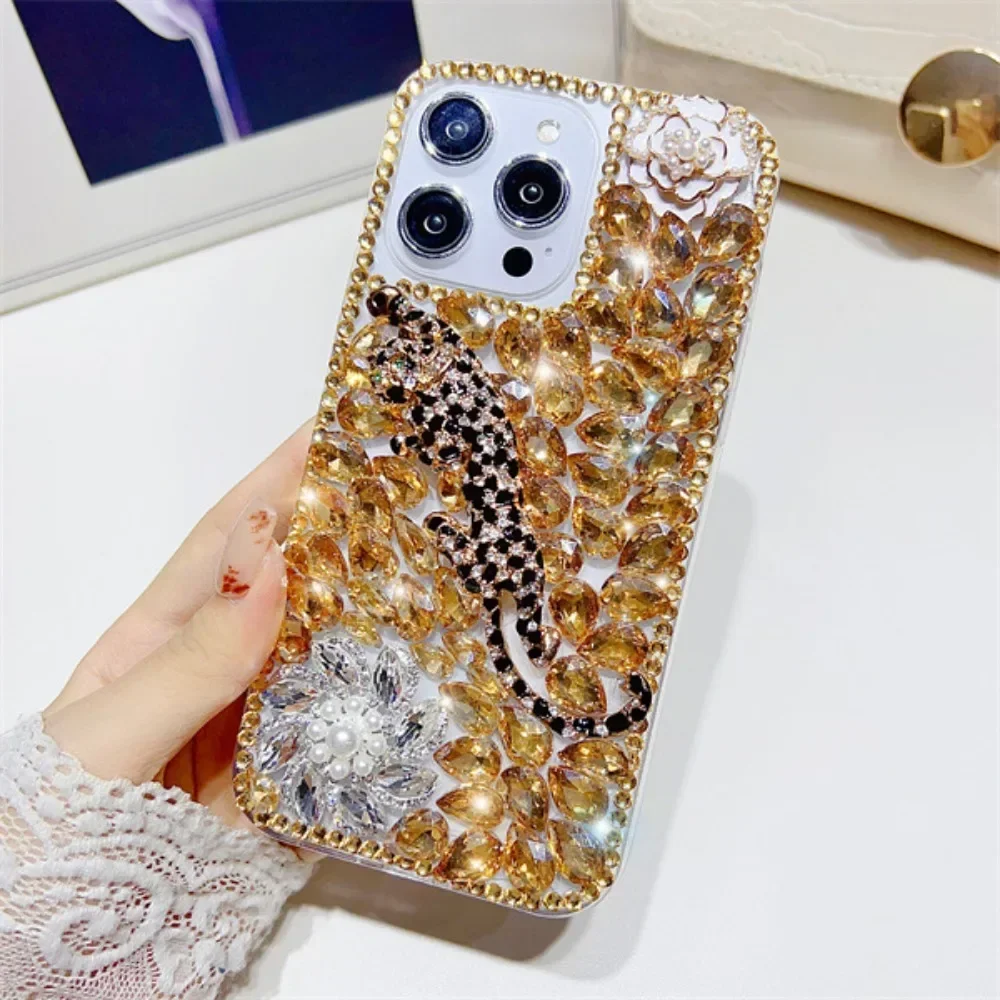 

Luxury Bling Diamond Male Leopard Rhinestone Case Capa For Samsung GalaxyA50 A70S A22 A52 A51 A72 A73 A53 A33 A74 A54 A34 Cover