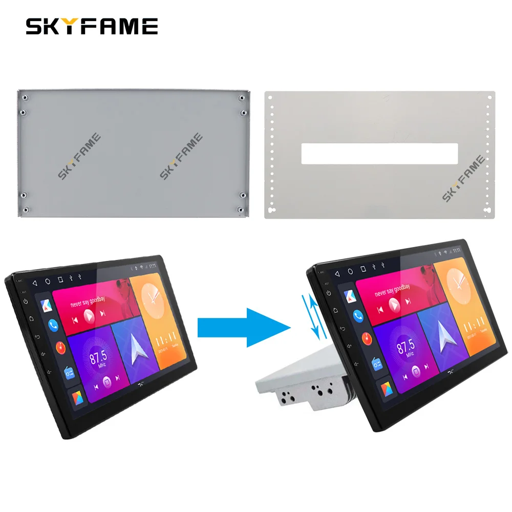 Skyfame adaptador android estéreo para carro, conversão dupla din, kit de hardware de suporte único ultrafino 2din para 1din