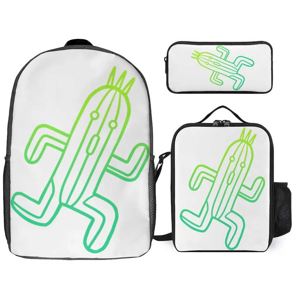 

3 in 1 Set 17 Inch Backpack Lunch Bag Pen Bag Final Fantasy Cactuar Pullover Hoodie For Sale Lasting Knapsack Cosy Sports Activi