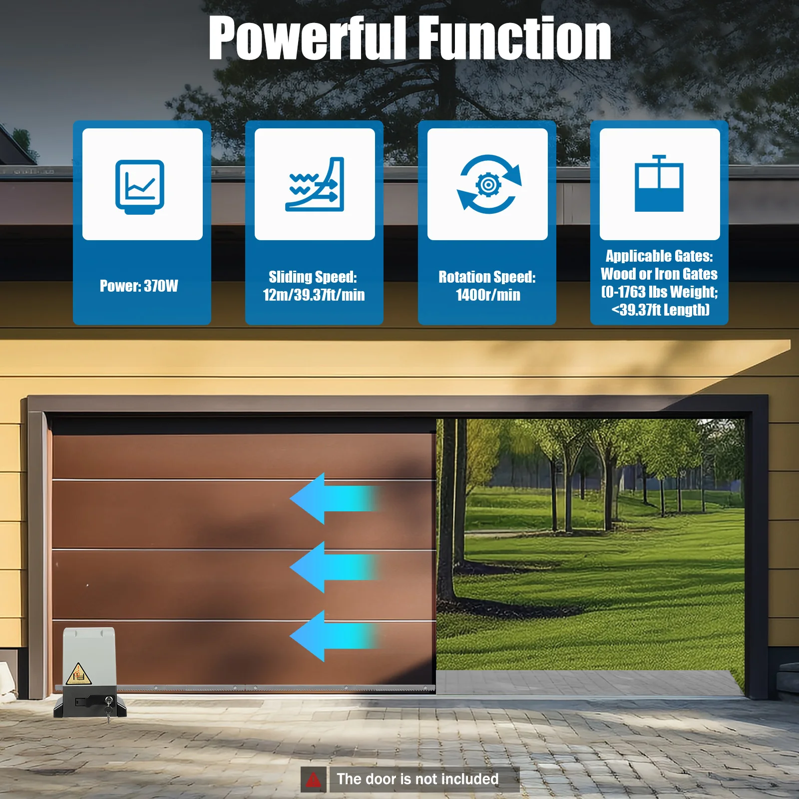 فتاحة بوابة منزلقة أوتوماتيكية 370 وات/550 وات/750 وات مع 2 أجهزة تحكم عن بعد فتاحة باب المرآب الكهربائية ورفوف التروس للمدرسة المنزلية