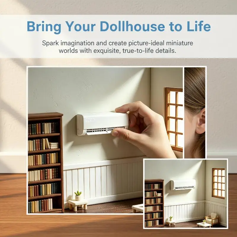Realistic Miniature Wall Mounted Air Conditioner Dollhouse Furniture Ornament For Sand Table Scene Photography Model Decor Props