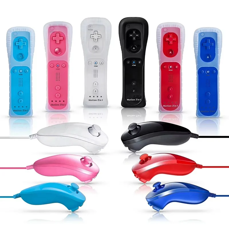 Funda de silicona suave 2 en 1, mando inalámbrico para Nintendo Wii/Wii U, accesorios opcionales para juegos familiares Motion Plus