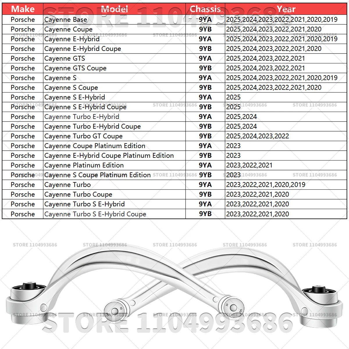 For 2019-2025 Porsche Cayenne (9YA 9YB) Suspension Control Arm Left And Right OEM 95840769300 95840769400 PAB407693 PAB407694