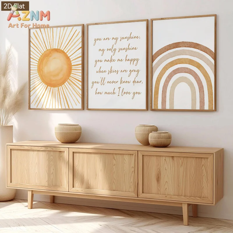 1pc/3pcs You Are My Sunshine Wall Art Canvas Prints Suitable for Room Decor Nordic Minimalist Rhyme Warm Decoration