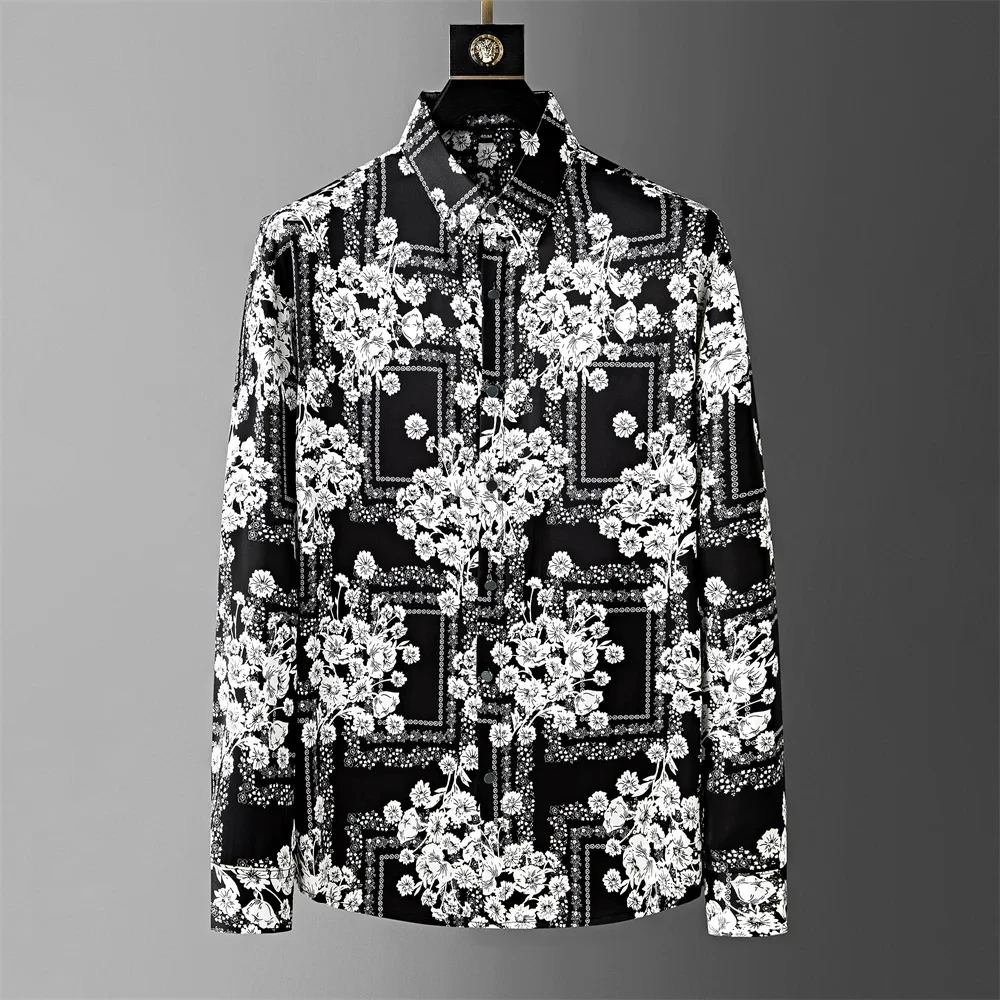 Crown Print Shirt Men's Long Sleeve Casual Shirt High Quality Fashion Popular Premium Plus Size Men's Clothing Disfraz De Hombre