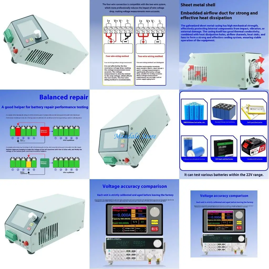 

U2JC Color Screen Integrated Electronic Load Capacity Tester Meter Multifunction Battery Capacity Measuring Instrument Tester
