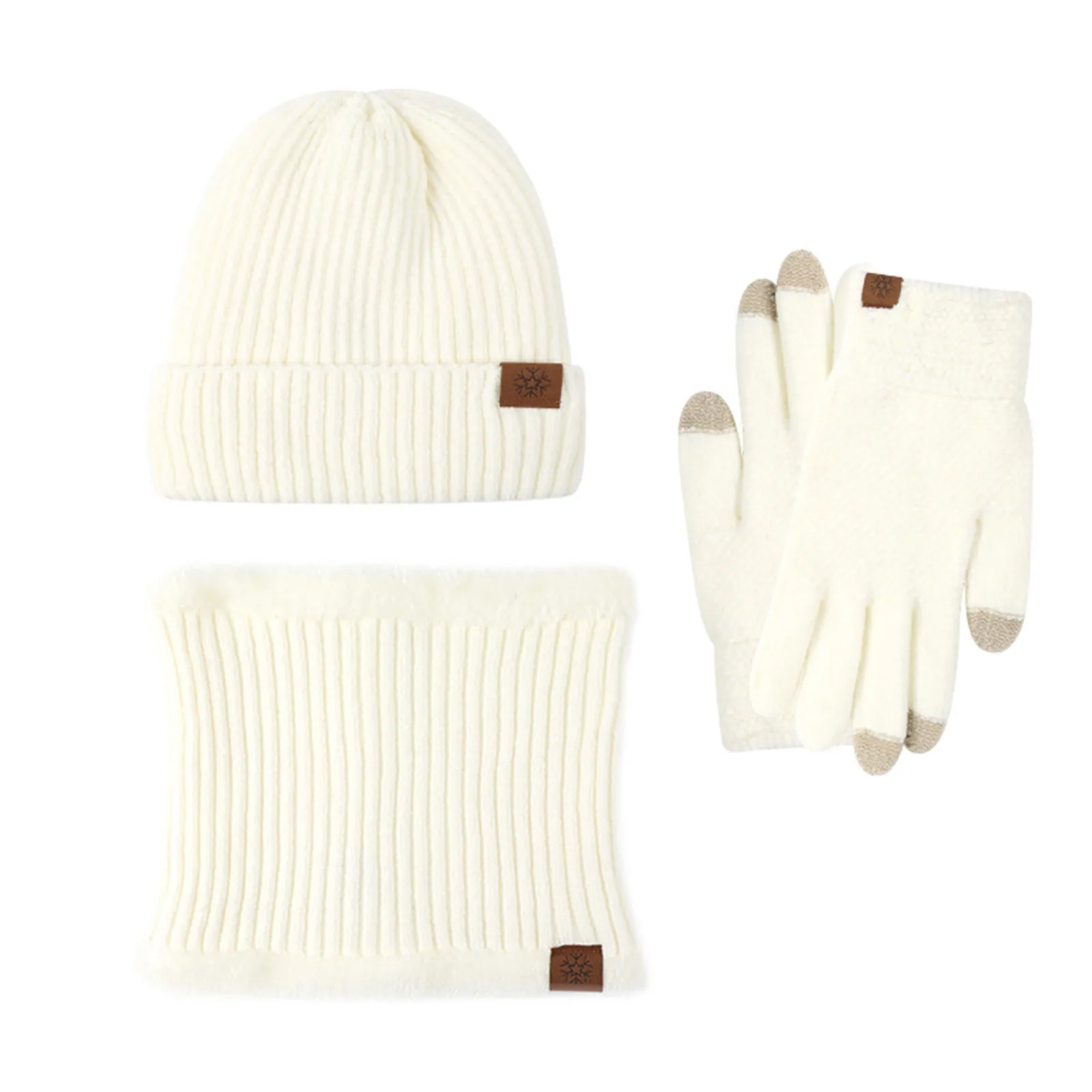 Moda berretto berretto cappello sciarpa e guanti Set tre pezzi donna caldo cappello lavorato a maglia inverno spesso solido uomo sciarpa femminile cappello vestito 2024