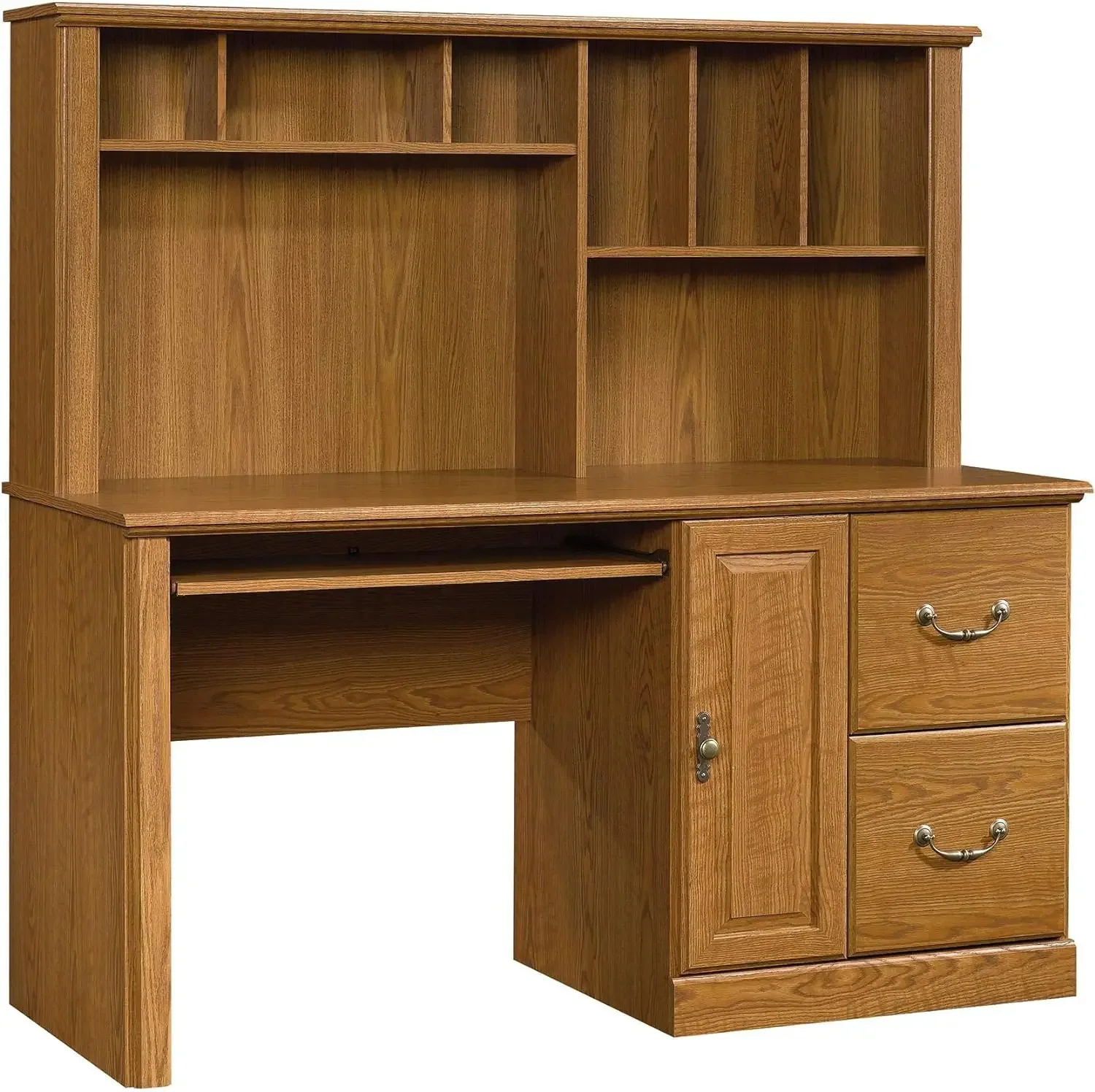 Orchard Hills Computer Desk with Hutch, Carolina Oak finish